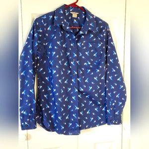 Womens duluth trading button down shirt birds in flight Size Small